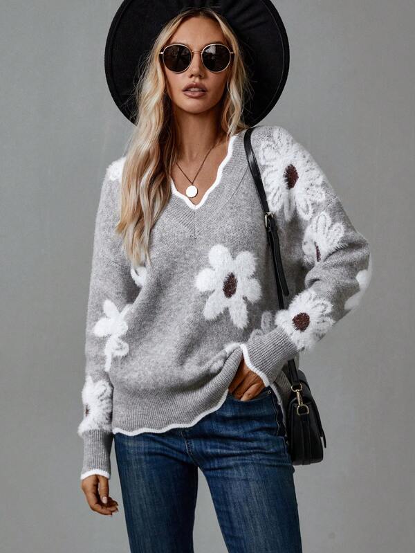 Aliah - Elegant Floral Sweater