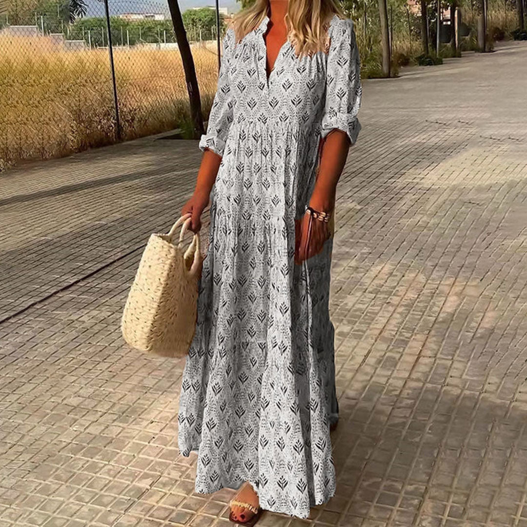 Grace - Long Sleeve Dress with Boho Print