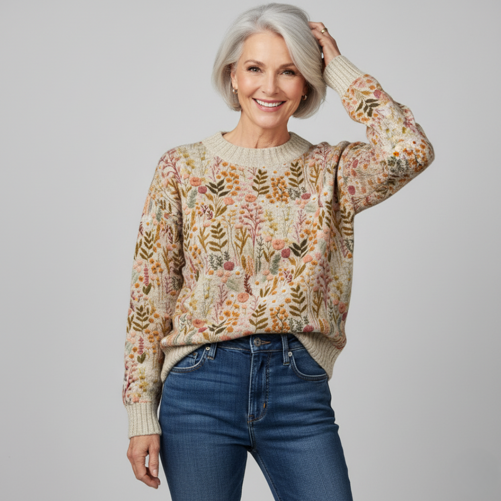 Jane - Elegant Floral Knit Sweater