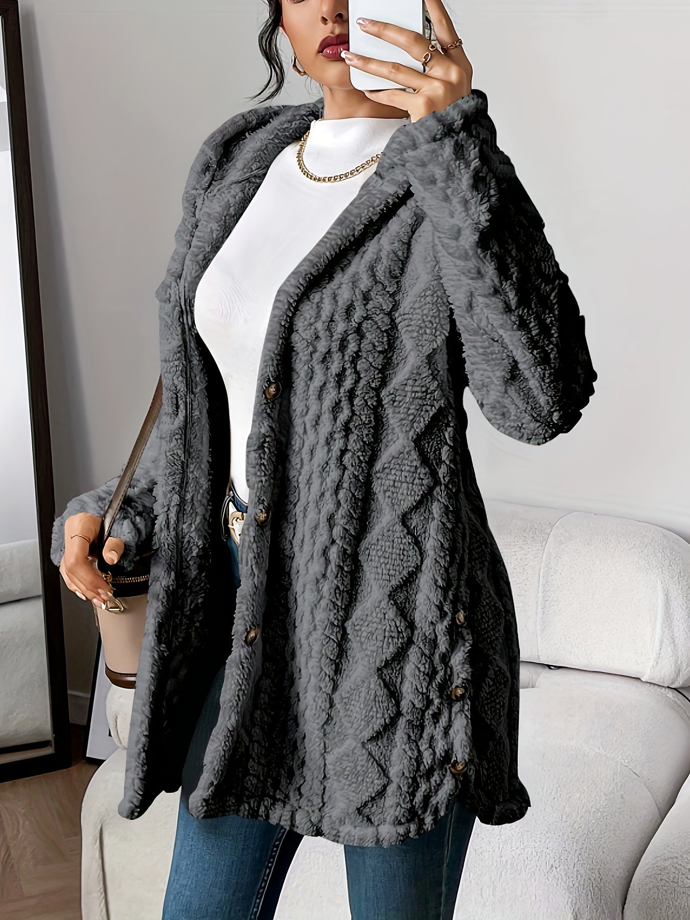 Sanne – Plush Hooded Cardigan