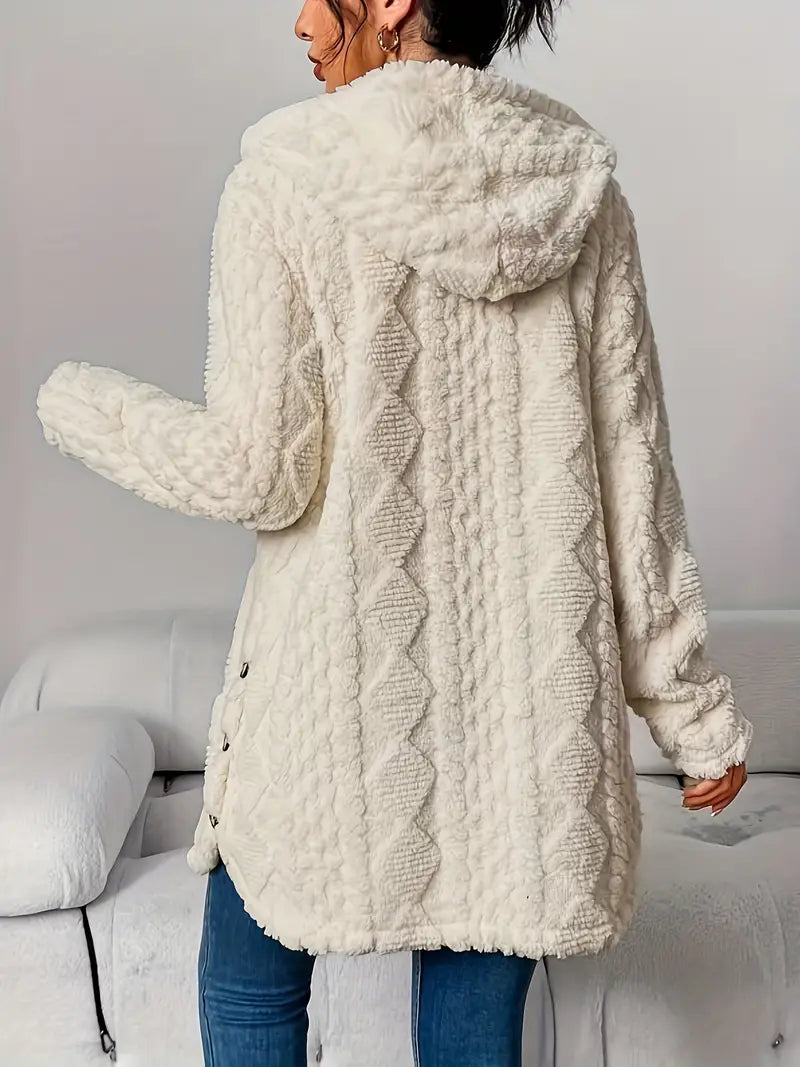 Sanne – Plush Hooded Cardigan
